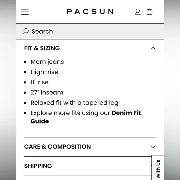 PAC SUN Black Mom Jean Size 24 - Picture 4 of 9